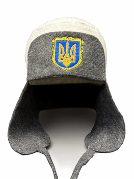 Шапка для лазні та сауни "Вуханка" банна шапка в баню сіра з повсті