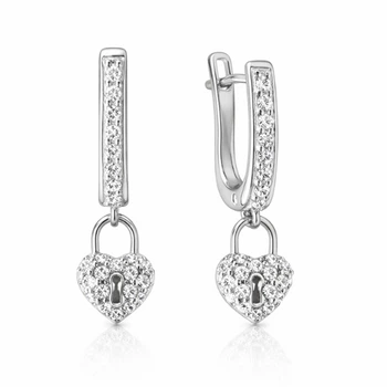 Серьги серебряные Сердце с фианитами Silver Style (21601.15 sku:2300103349197)