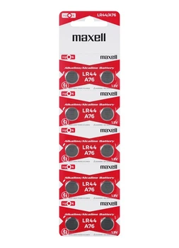 Батарейка лужна Maxell LR44/A76, 1.5V, блістер 10шт (розривний)