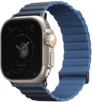 Ремінець Uniq Revix Premium Magnetic Leather для Apple Watch Series 1-9/SE/SE2/Ultra/Ultra 2 42/44/45/49mm Prussian-Mist Blue (8886463684290)