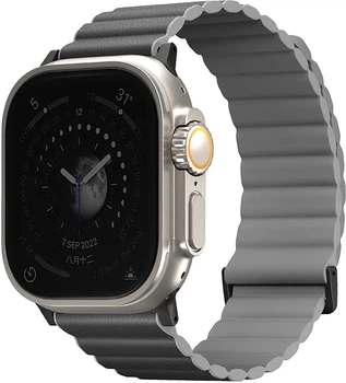 Ремінець Uniq Revix Premium Magnetic Leather для Apple Watch Series 1-9/SE/SE2/Ultra/Ultra 2 42/44/45/49mm Charcoal-Grey (8886463684283)