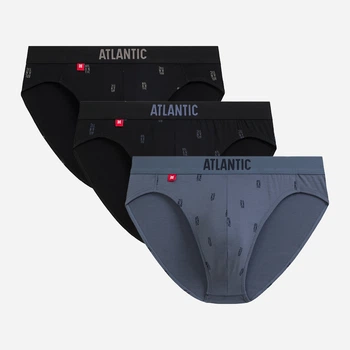 Набір трусів-сліпів чоловічих бавовняних Atlantic 3MP-210 CZA/DENJ/CZA M 3 шт Чорний/Синій (5907086023686)