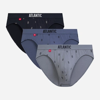 Набір трусів-сліпів чоловічих бавовняних Atlantic 3MP-210 DEN/GRA/SZAC 2XL 3 шт Синій/Сірий (5907086023655)