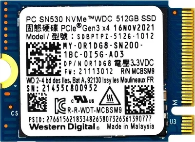 SSD диск Western Digital SN530 512GB M.2 2230 PCIe 3.0 x4 NVMe TLC (SDBPTPZ-512G) (б/в)
