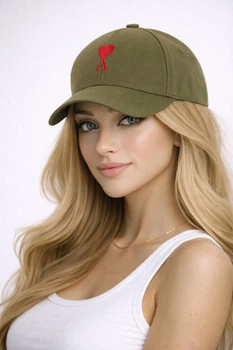 Молодежная кепка с вышивкой Ами (Ami) One-size 54-57см Хаки