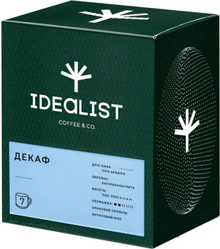 Дрип-кофе Idealist Coffee & Co. Декафинато 7 шт х 12 г (4820241120468)