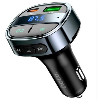 FM-трансмиттер Hoco E70 PD30W QC3.0 с быстрой зарядкой USB Type-C и 2× USB Type-A черный