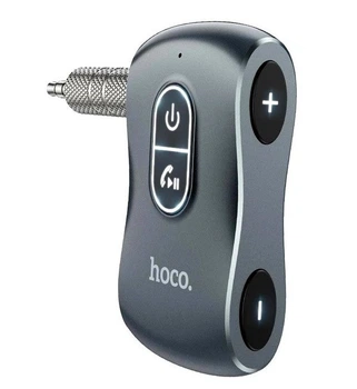 FM-трансмиттер Hoco E73 Pro Journey AUX BT серый для автомобиля с Mini Jack 3.5mm