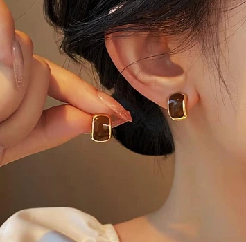 Сережки делікатні Конюшина jewelry коричневі