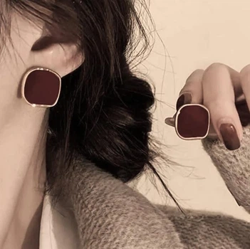 Сережки деликатные Прямоугольники jewelry Коричневые
