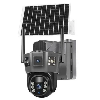 Камера видеонаблюдения на 3 линзы 4G SD 35-4G IP66 с солнечной панелью, ночной сьемкой, микрофоном и датчиком движения