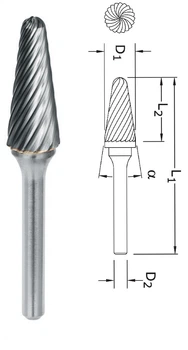 Борфреза конічна округла PROFITOOL - 10х20х65x6 мм (L10206-3INOX)