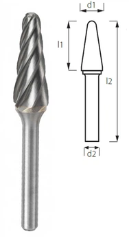 Борфреза коническая скругленная PROFITOOL - 10х20х65х6 мм (L10206-3)