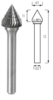 Борфреза конусна 60 ° PROFITOOL - 25х24, 5х70x6 мм (J25206-6)