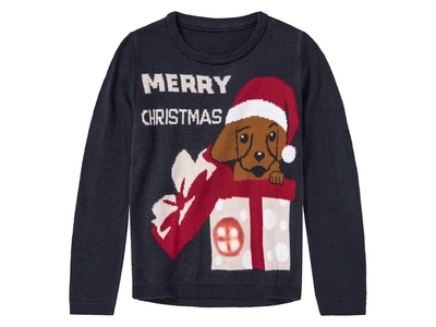Зимний свитер для девочки Lupilu 110-116 см 4-6 лет Темно-синий Merry Christmas