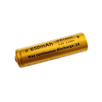 Акумулятор 14500/AA LiFePo4 Vapcell IFR14500, 650mAh, 2A, 3.6/3.2/2.5V, Gold