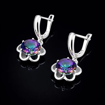 Серебряные серьги Кристалл с камнем Мистик