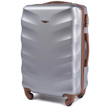 Дорожный пластиковый чемодан Wings 402 Exclusive средний (M) на 4 колесах 65х44х26 см серебристый