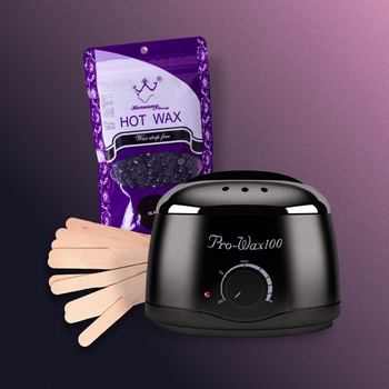 Набір для депіляції, воскоплав PRO-wax Black, Віск 100 грам, шпателі
