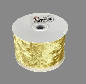 Лента бархатная новогодняя 63мм , золотая 10 ярд Золотой Unison (D30253 gold)