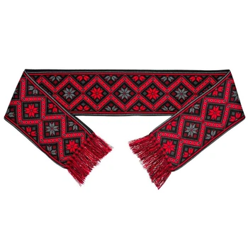 Шарф Talisman Українська вишивка - Зірка Матері Красно-Черный (SHS53)