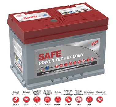 Аккумулятор автомобильный FAAM Top Power Safe 55 Ач 480А (55X12)