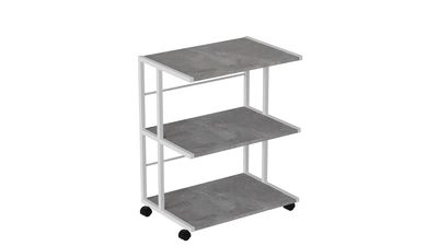 Этажерка на колесиках Ferrum-decor Камило 75x40x60 металл Белый ДСП Бетон 16мм (KAM0014)