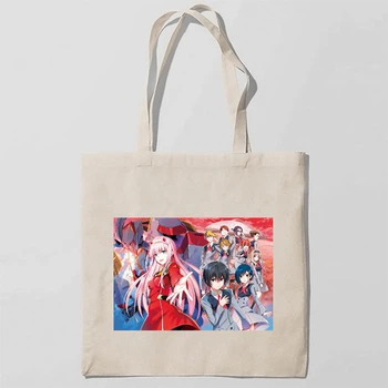 Эко-сумка шоппер с принтом Милый во Франксе Darling in the FranXX 7 Кавун Бежевый