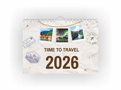 Календар настінний Vivay 2026 Time to travel А4 30x20 см Різнокольоровий (hub_6mmqh8)