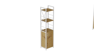 Этажерка 3/34 Ferrum-decor Серии Конект с тумбой 144x34x28 Белый ДСП Дуб Артизан (FD1012)
