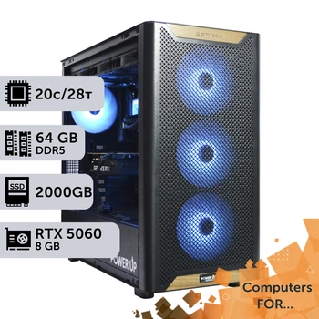 Компьютер Power Up #19 для 3D Max/Core i7 14700K/64 GB/SSD 2TB/GeForce RTX 5060 8GB специальная конфигурация для проектирования машиностроения и инженерии