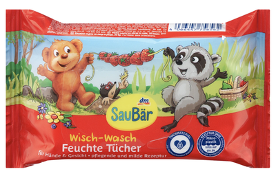 Влажные детские салфетки SauBär, 20 шт.