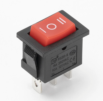 Сетевой выключатель 3-позиционный KCD1 3pin 6А 250V Красый 15х21мм