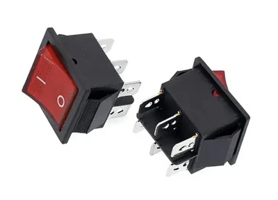 Выключатель двухпозиционный KCD4 250V 16А 6pin Красный 31х25 мм со светодиодом