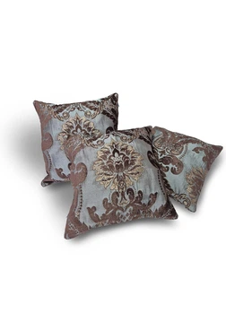 Комплект декоративных подушек Firanka Damask 32х32см 3шт коричневый с бирюзовым (п_0849)