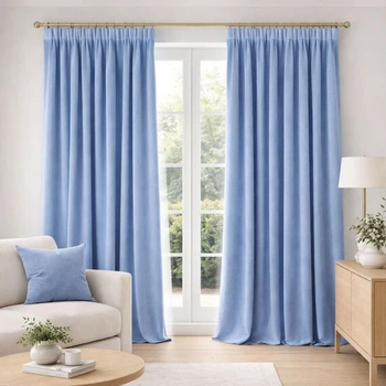 Комплект штор 2 шт 150х260 см, Soft Velvet Lux шторы, гардины, портьеры на шторной тесьме V-34 блакитна