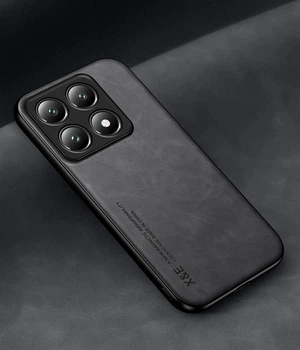 Кожаный чехол XnE Xiaomi 14T с металлической вставкой Black (41231-2B)