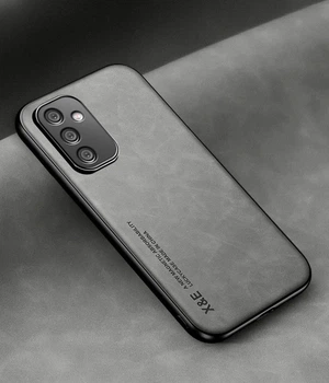 Кожаный чехол XnE Samsung Galaxy A34 A346 с металлической вставкой Grey (38247-33)