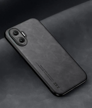 Кожаный чехол XnE Poco F7 с металлической вставкой Black (41442-2B)