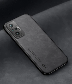 Кожаный чехол XnE Xiaomi Redmi Note 10 Pro с металлической вставкой Black (34274-2B)
