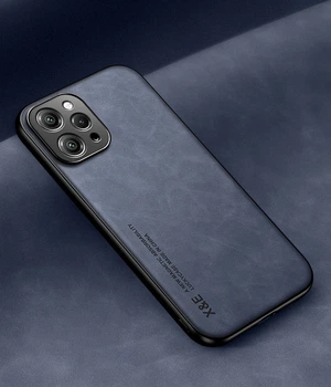 Кожаный чехол XnE Xiaomi Redmi 12 с металлической вставкой Blue (34283-28)