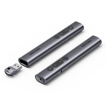 Презентер Vention 2.4GHz USB-A/USB-C червоний лазер 50 м AAA Сірий (KQIH0)