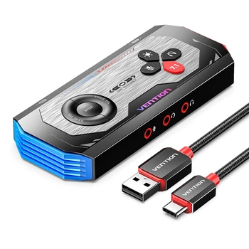 Зовнішня звукова карта Vention USB 7.1 3x3.5 мм 192 кГц 24 біт RGB 1.5 м Чорний (CVAB0)