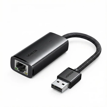 Внешний сетевой адаптер Ugreen CM650 USB 3.0 - RJ45 Gigabit Ethernet 1000 Мбит/с 15 см в тканевой оплетке Черный (15636)