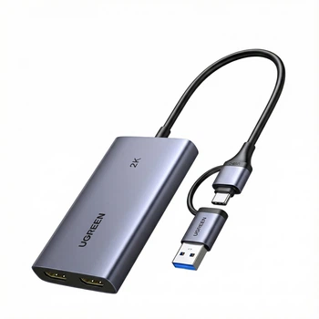 Карта відеозахоплення Ugreen CM726 HDMI - USB-A/Type-C 4K 30Hz Loop, 2K 30Hz / 1080P 60Hz Темно-сірий (25773)