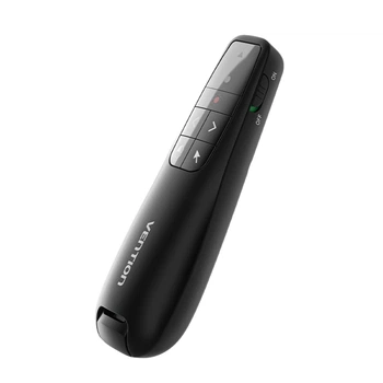 Презентер Vention USB-A / USB-C с аэромышью, красный лазер, аккумуляторный, 50 м Черный (KQPB0)