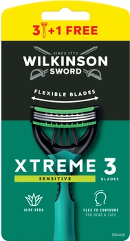 Одноразові станки Wilkinson Sword Xtreme 3 Sensitive для чоловіків в упаковці 3 + 1 шт. (4027800710409)