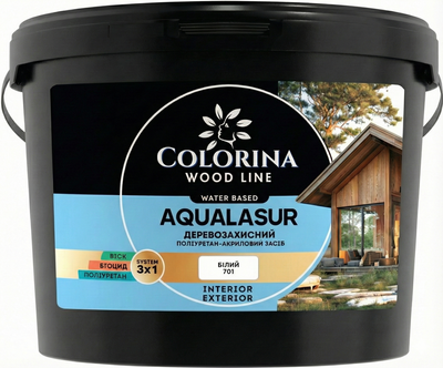 Лазурь деревозащитная с УФ-фильтром Colorina AQUALASUR (2,5 л) белая
