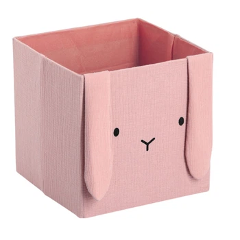 Pojemnik na zabawki Zeller Cozy Kids z uszkami muślinowy różowy 28 x 28 x 28 cm 97417 (4003368144931)