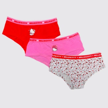 Труси Primark набір 3 шт. дитячі на дівчинку Hello Kitty Хелоу Кітті 140 см (9-10 років) червоні, рожеві, сірі